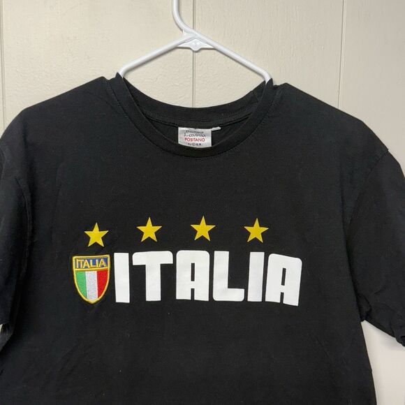 Italia Soccer T Shirt Embroidered Shield Logo Positano Made In Italy Men L EUC - Picture 2 of 9